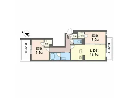 シャーメゾン フェアリーステージ(2LDK/3階)の間取り写真