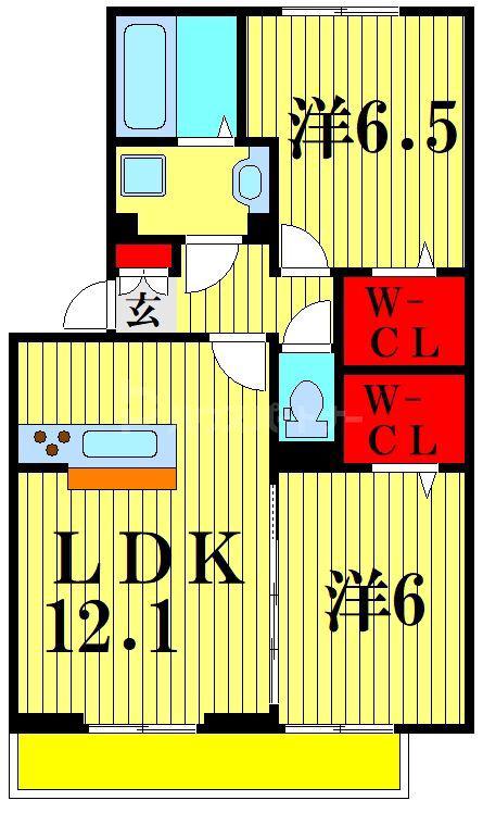 ファミリア エテルナ(2LDK/1階)の間取り写真
