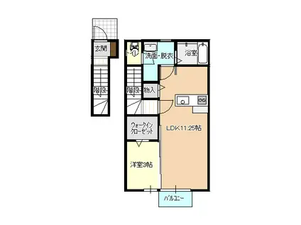 グランディオ国見町(1LDK/2階)の間取り写真