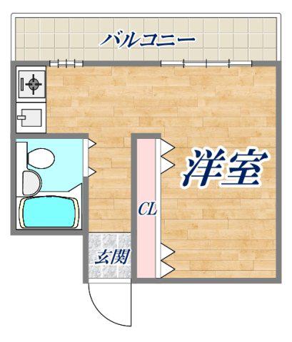 ベルデ北野(1K/2階)の間取り写真