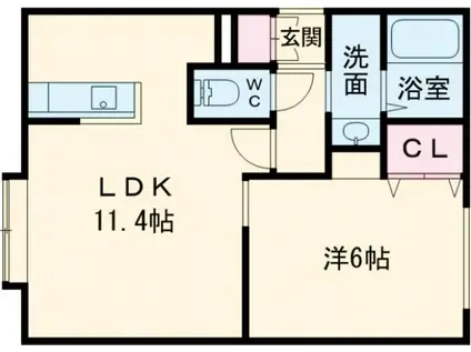 MISTY(1LDK/1階)の間取り写真