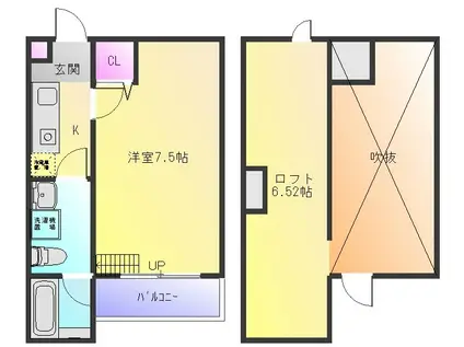 PROSUPERE弥栄(1K/1階)の間取り写真
