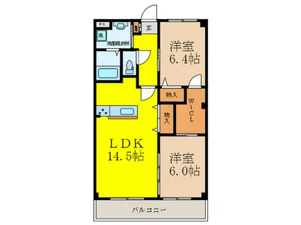 ビエント美奈原(2LDK/3階)の間取り写真