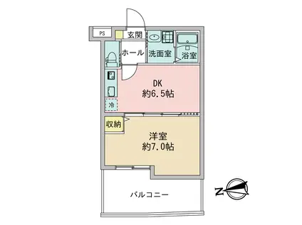 フォルトゥーナ打出浜(1DK/1階)の間取り写真