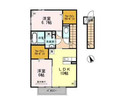 エルモアII(2LDK/2階)の間取り写真