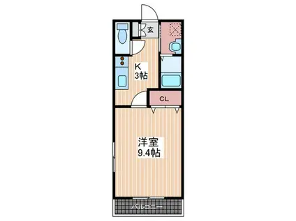 グランディールM(1K/2階)の間取り写真