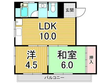 橋中マンション(2DK/3階)の間取り写真
