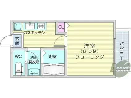 ジュネス向山(1K/1階)の間取り写真