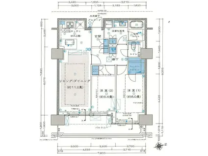 プラウドタワー芝浦(2LDK/23階)の間取り写真