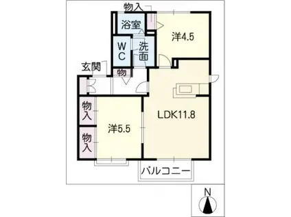 コーポアメニティ(2LDK/2階)の間取り写真