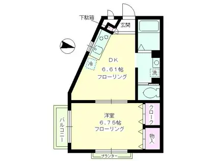 モンテピアⅢ(1DK/1階)の間取り写真