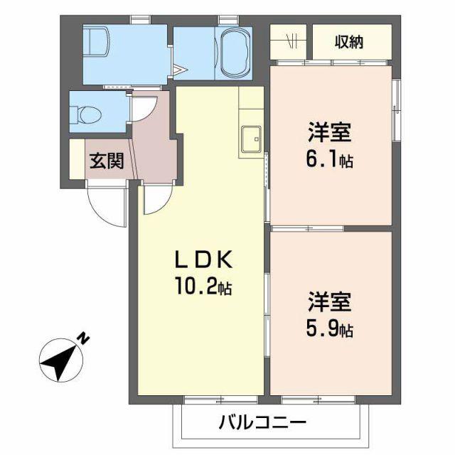 ファミールフジ(2LDK/2階)の間取り写真