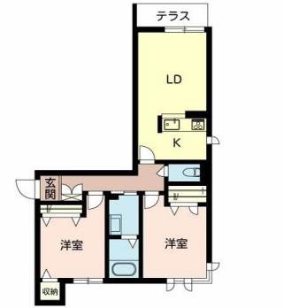 メゾンドアルファ末広(2LDK/1階)の間取り写真