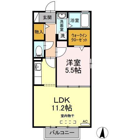 クレール・ヴィラージュII(1LDK/2階)の間取り写真