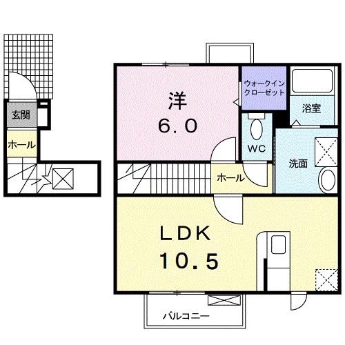 レーベン・バオムC(1LDK/2階)の間取り写真