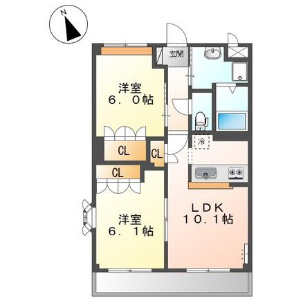 ランドマーク曙壱番館(2LDK/3階)の間取り写真