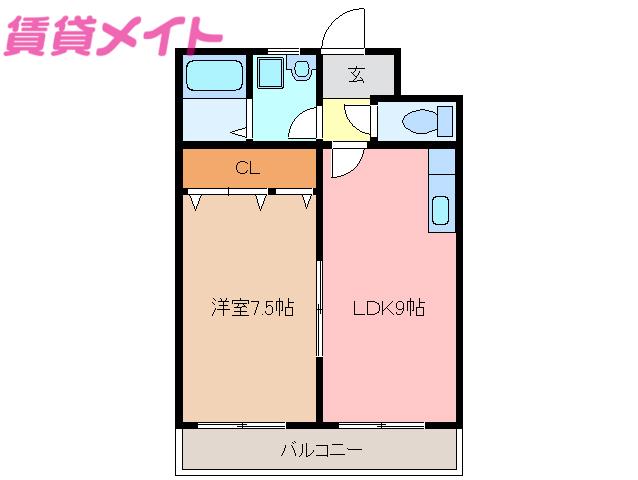 のんびりずむ(1LDK/2階)の間取り写真
