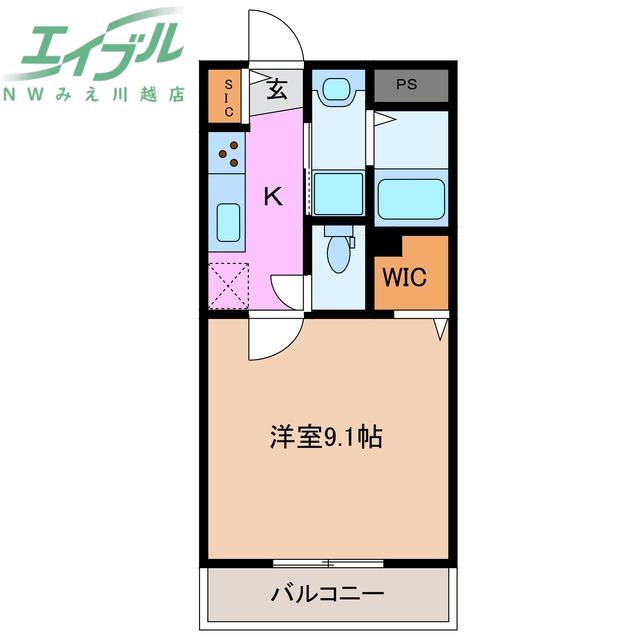 メゾンモンマルトル江場(1K/1階)の間取り写真