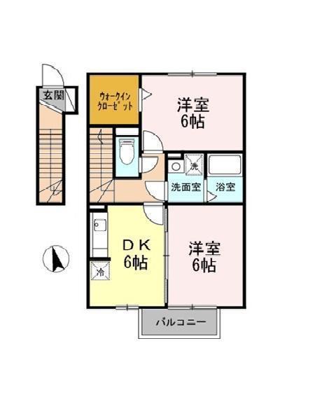 エントピア・S(2DK/2階)の間取り写真