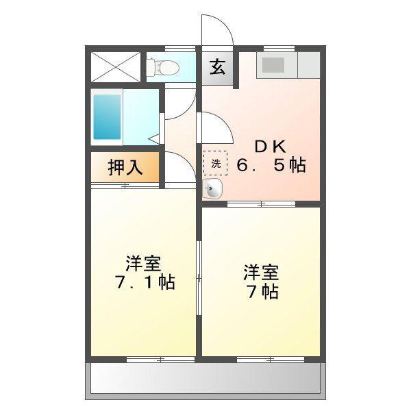 本野ヶ原マンション(2DK/3階)の間取り写真