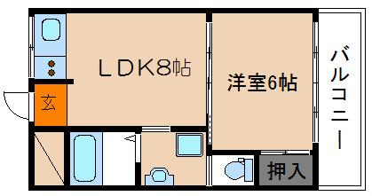 ヴィラ白川山手(1LDK/2階)の間取り写真
