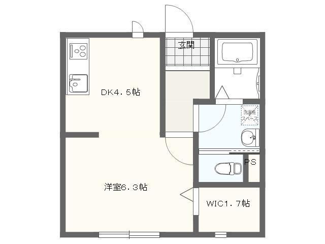 第3アンシックス(1DK/1階)の間取り写真