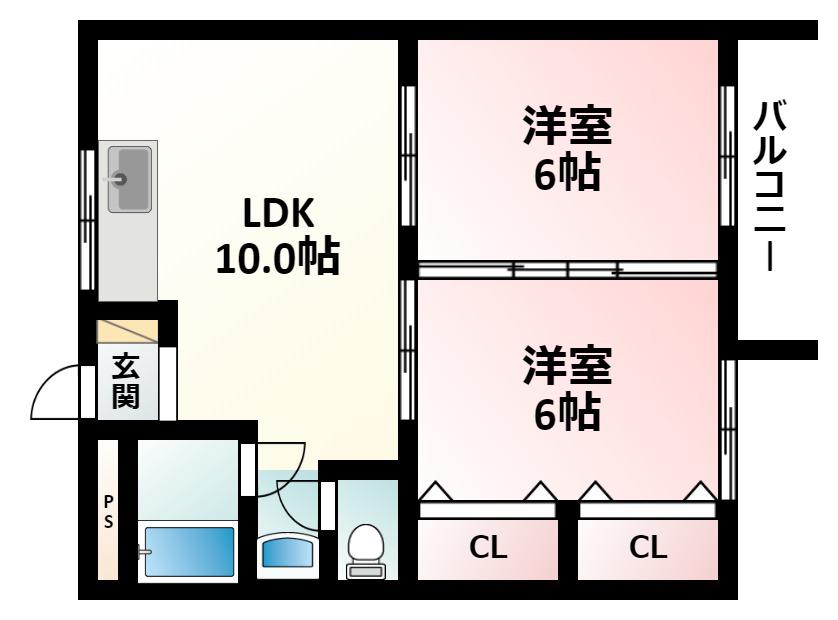 第3関根マンション(2LDK/2階)の間取り写真