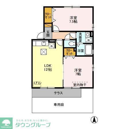 セジュール梨香(2LDK/1階)の間取り写真