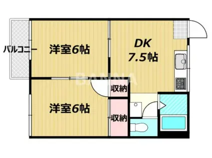レスカールハウス(2DK/2階)の間取り写真