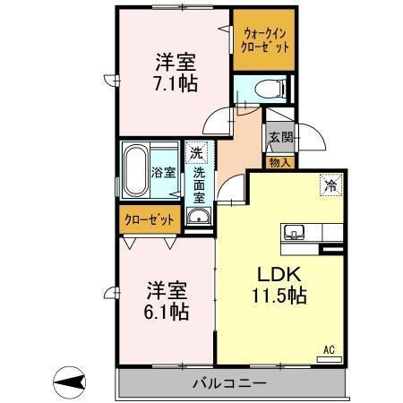 ブレジオぴあ(2LDK/3階)の間取り写真