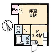 二幸コーポ(1K/1階)の間取り写真