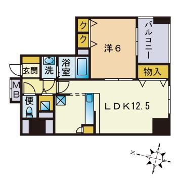 S-FORT警固タワー(1LDK/15階)の間取り写真