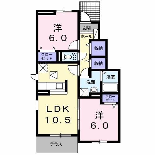 イリーデ(2LDK/1階)の間取り写真