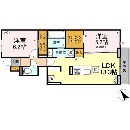 YAMAJUII(2LDK/1階)の間取り写真