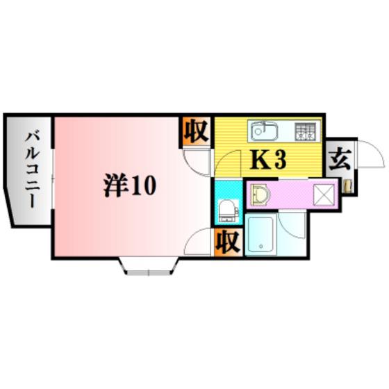 フローラ西原(1K/9階)の間取り写真