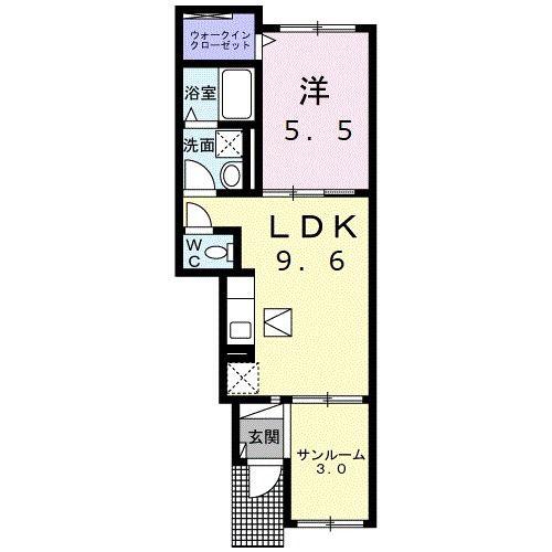 大蔵III(1LDK/1階)の間取り写真