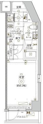 クレヴィスタ練馬平和台(1K/8階)の間取り写真