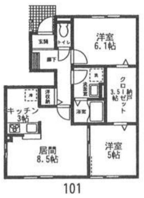 エクレール桜並木A(1LDK/1階)の間取り写真
