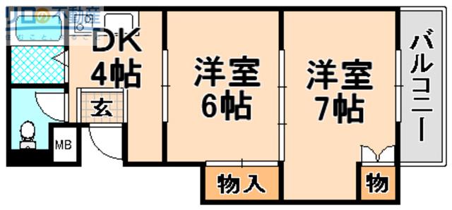 ウエスト1(2K/3階)の間取り写真