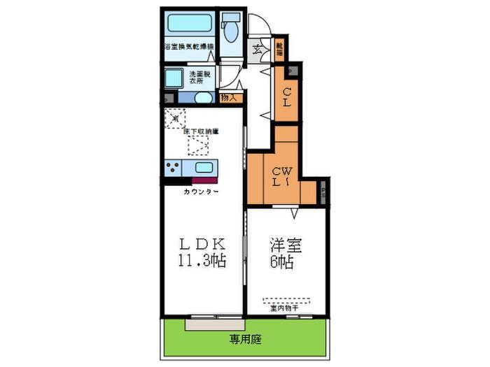 京福電鉄北野線 宇多野駅 徒歩4分 2階建 築6年(1LDK/1階)の間取り写真