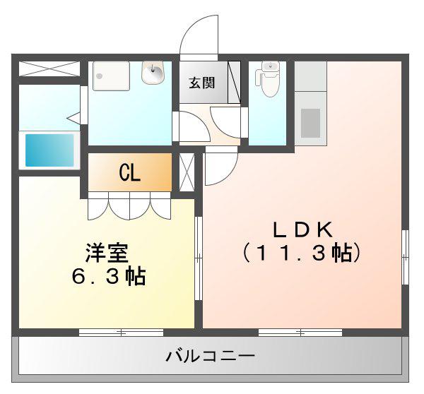 サクセス(1LDK/2階)の間取り写真
