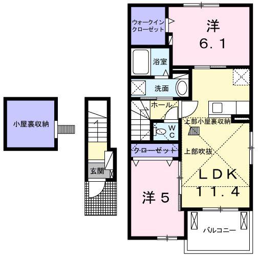 バーデンハイムネクストII(2LDK/2階)の間取り写真