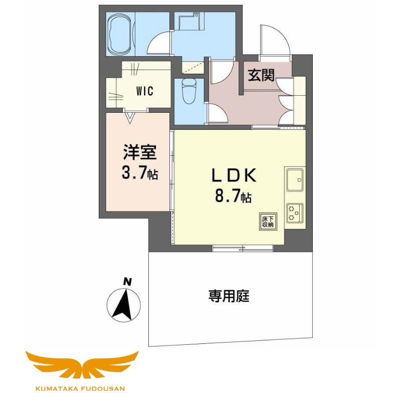 シャーメゾン ウィステリア(1LDK/1階)の間取り写真