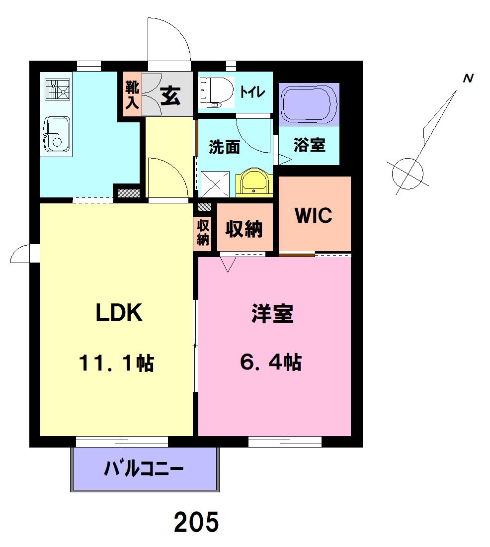 フラッツM(1LDK/2階)の間取り写真