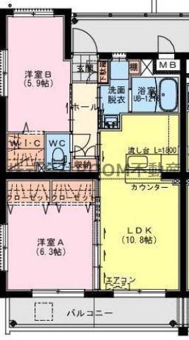 MILKY WAY(2LDK/4階)の間取り写真