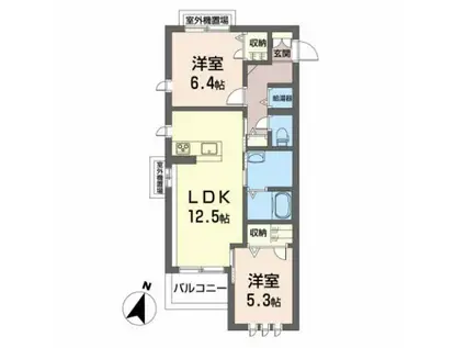 ベレオ一ツ橋(2LDK/3階)の間取り写真