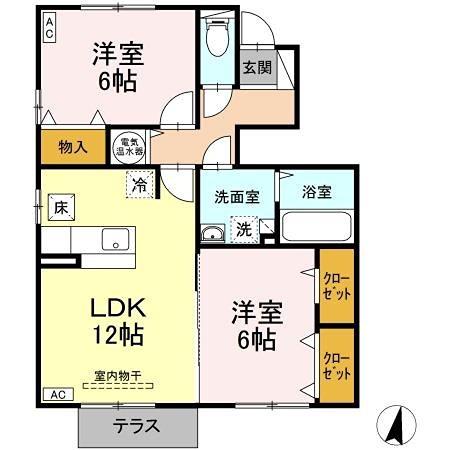 グランフォートA(2LDK/1階)の間取り写真