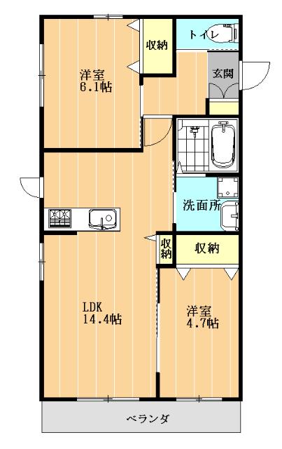グレースハイム(2LDK/2階)の間取り写真
