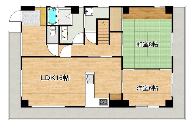 第3大久保ビル(2LDK/2階)の間取り写真