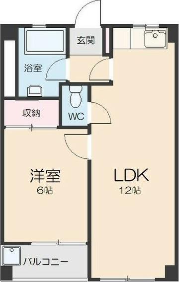 太都ビル(1LDK/5階)の間取り写真